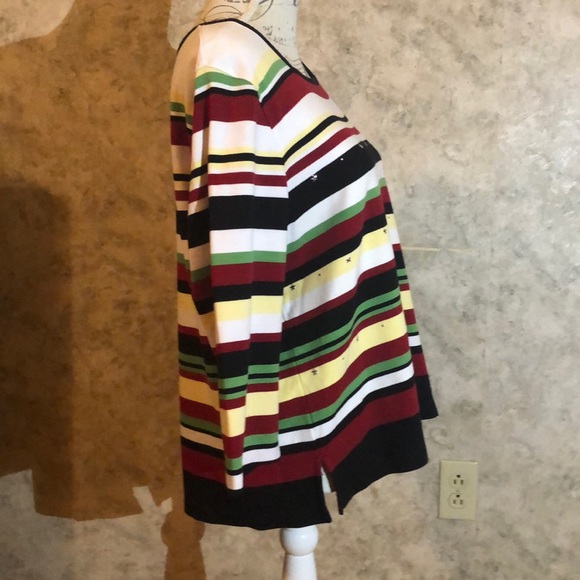 Alfred Dunner Petite Star-Studded Striped Top - Picture 2 of 8